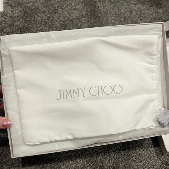 Jimmy Choo Romy 100 Glitter Pink and Silver (platinum/flamingo) Heels - Picture 5 of 5